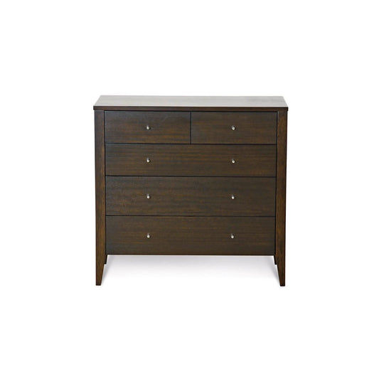 DYLAN TASSIE OAK 5 DRAWER TALLBOY IN CHOCOLATE - AUSTRALIAN MADE TO ORDER