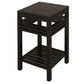 Ebony Solid Mahogany Side Table with Shelf in Chocolate - Chocolate Wood