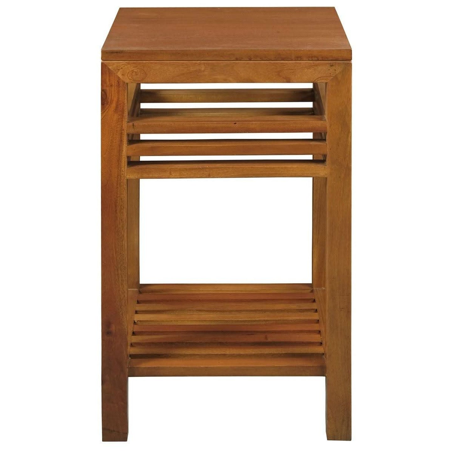 Ebony Solid Mahogany Side Table with Shelf in Light Pecan - Chocolate Wood