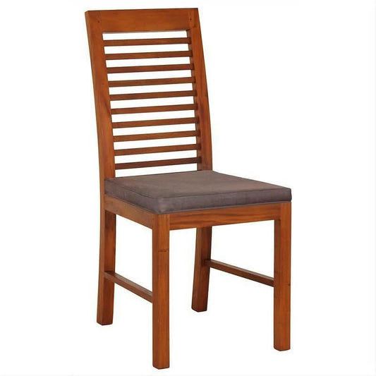 Ebony Solid Mahogany Dining Chair with Cushion Seat in Light Pecan - Chocolate Wood
