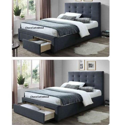 Eccleston Storage Bed in Grey - Chocolate Wood