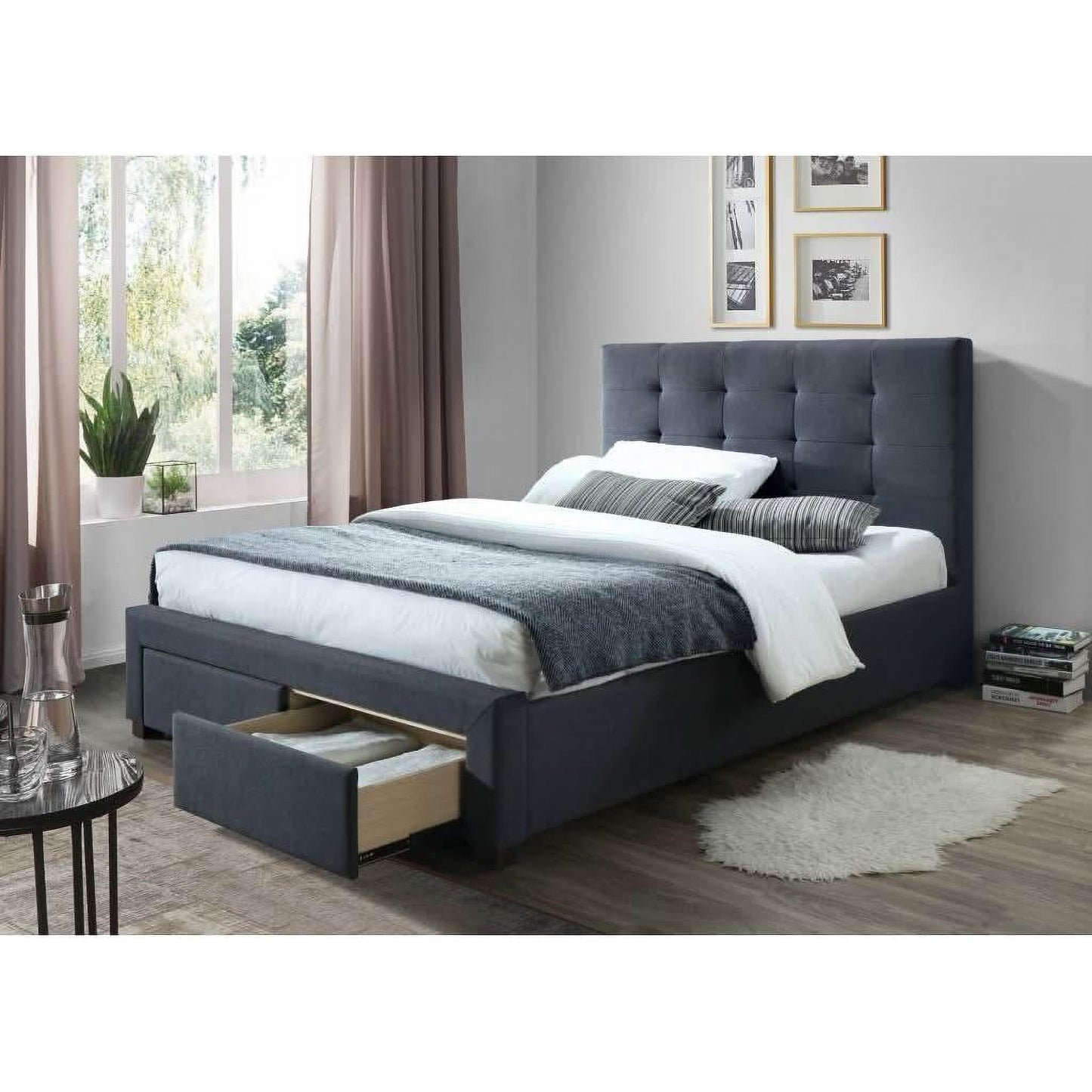 Eccleston Storage Bed in Grey - Chocolate Wood