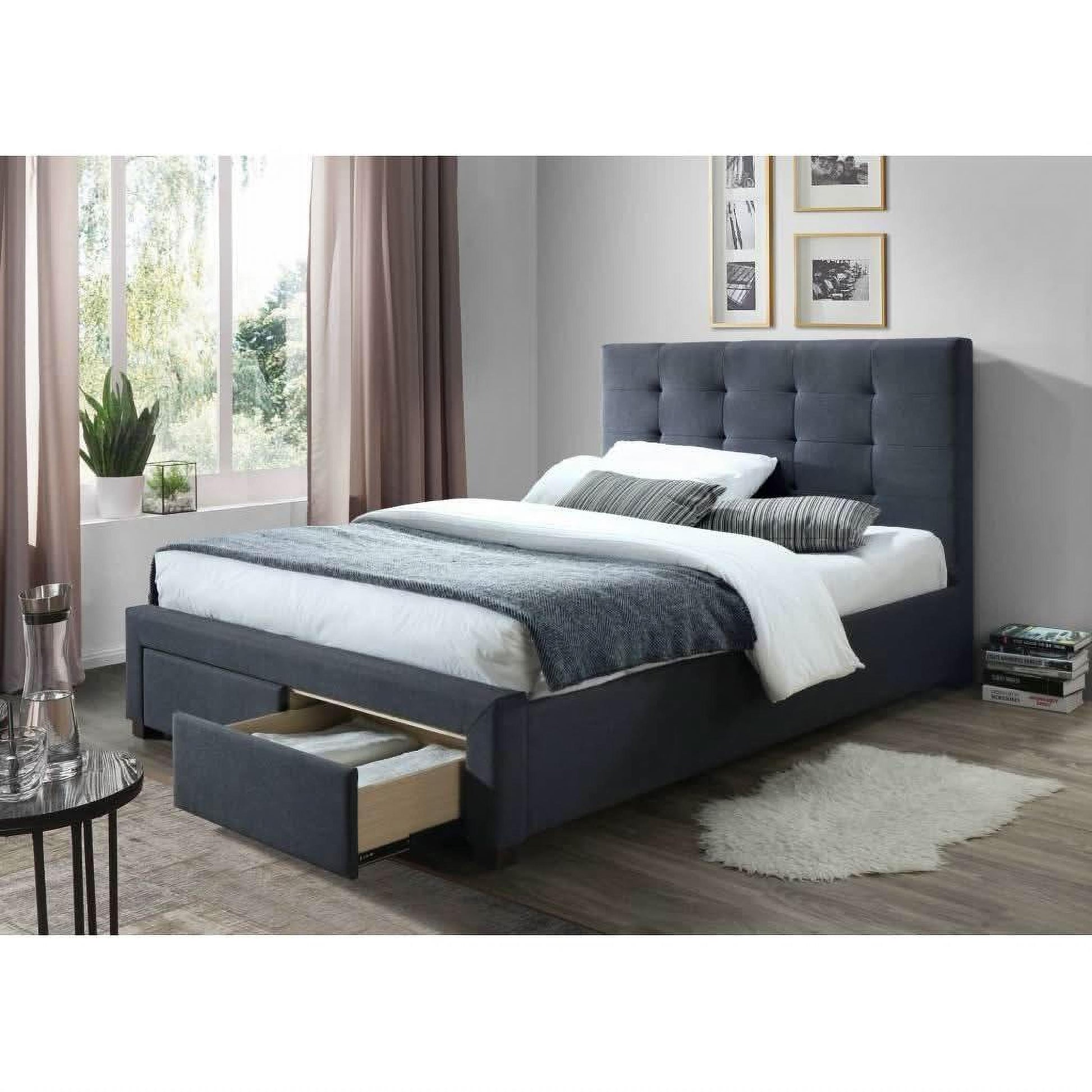 Eccleston Storage Bed in Grey - Chocolate Wood