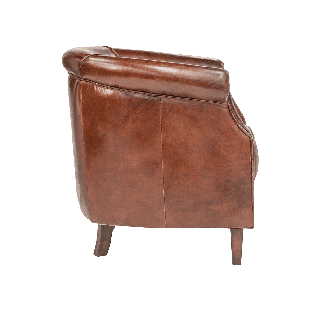 ECLIPSE AGED LEATHER TUB CHAIR - MyChocolateWood