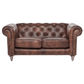ELAINE 2-SEATER AGED LEATHER SOFA IN DISTRESSED BROWN - MyChocolateWood