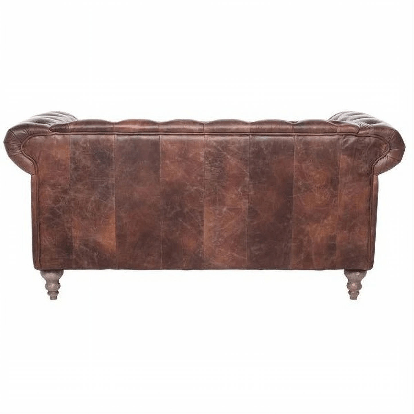 ELAINE 2-SEATER AGED LEATHER SOFA IN DISTRESSED BROWN
