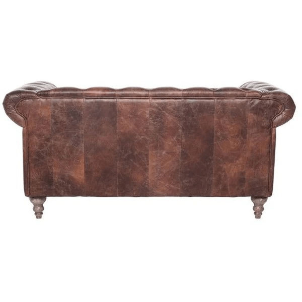ELAINE 2-SEATER AGED LEATHER SOFA IN DISTRESSED BROWN - MyChocolateWood