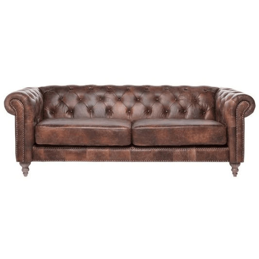 ELAINE 3-SEATER AGED LEATHER SOFA IN DISTRESSED BROWN - MyChocolateWood