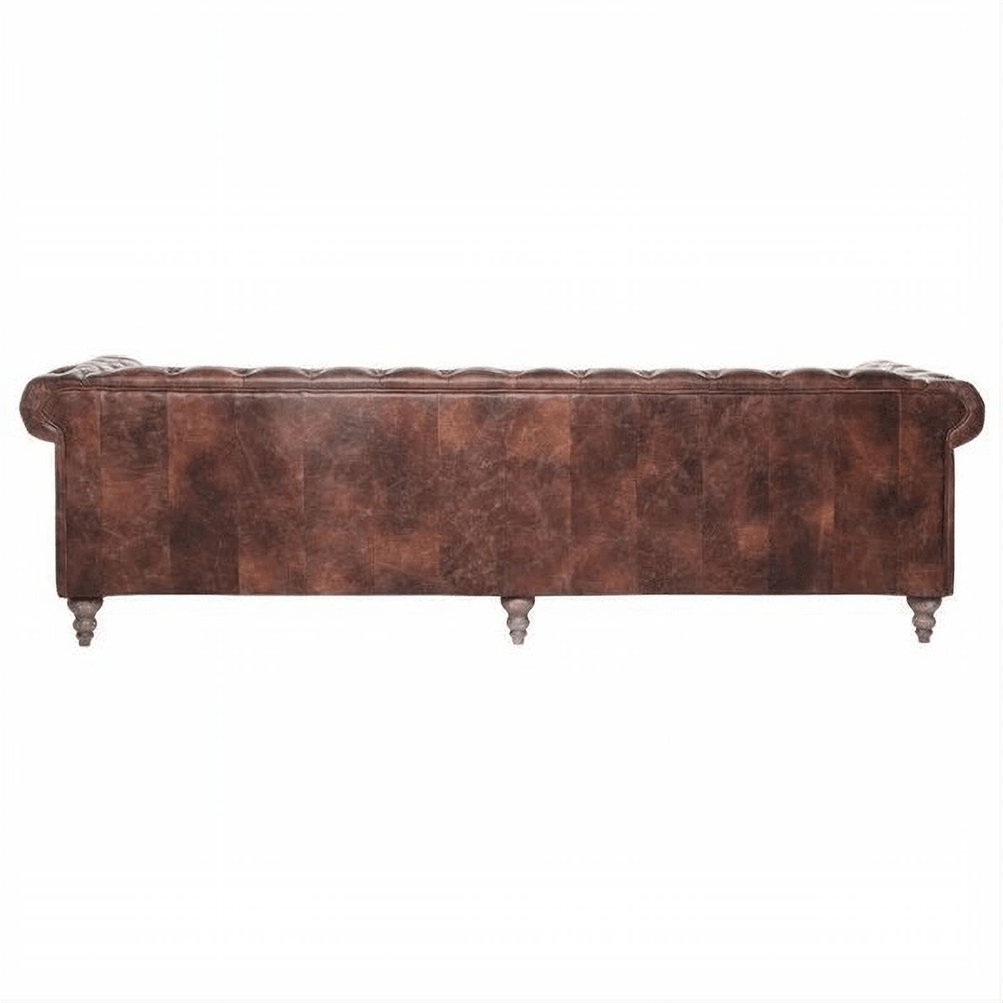 ELAINE 4-SEATER AGED LEATHER SOFA IN DISTRESSED BROWN