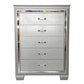 ELARA  RUBBERWOOD 5-DRAWER TALLBOY CHEST OF 5 DRAWERS SILVER - MyChocolateWood