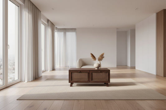 ELDRIDGE 2 DRAWERS DOUBLE FACED COFFEE TABLE IN FRUITWOOD TIMBER HONEY BROWN - MyChocolateWood