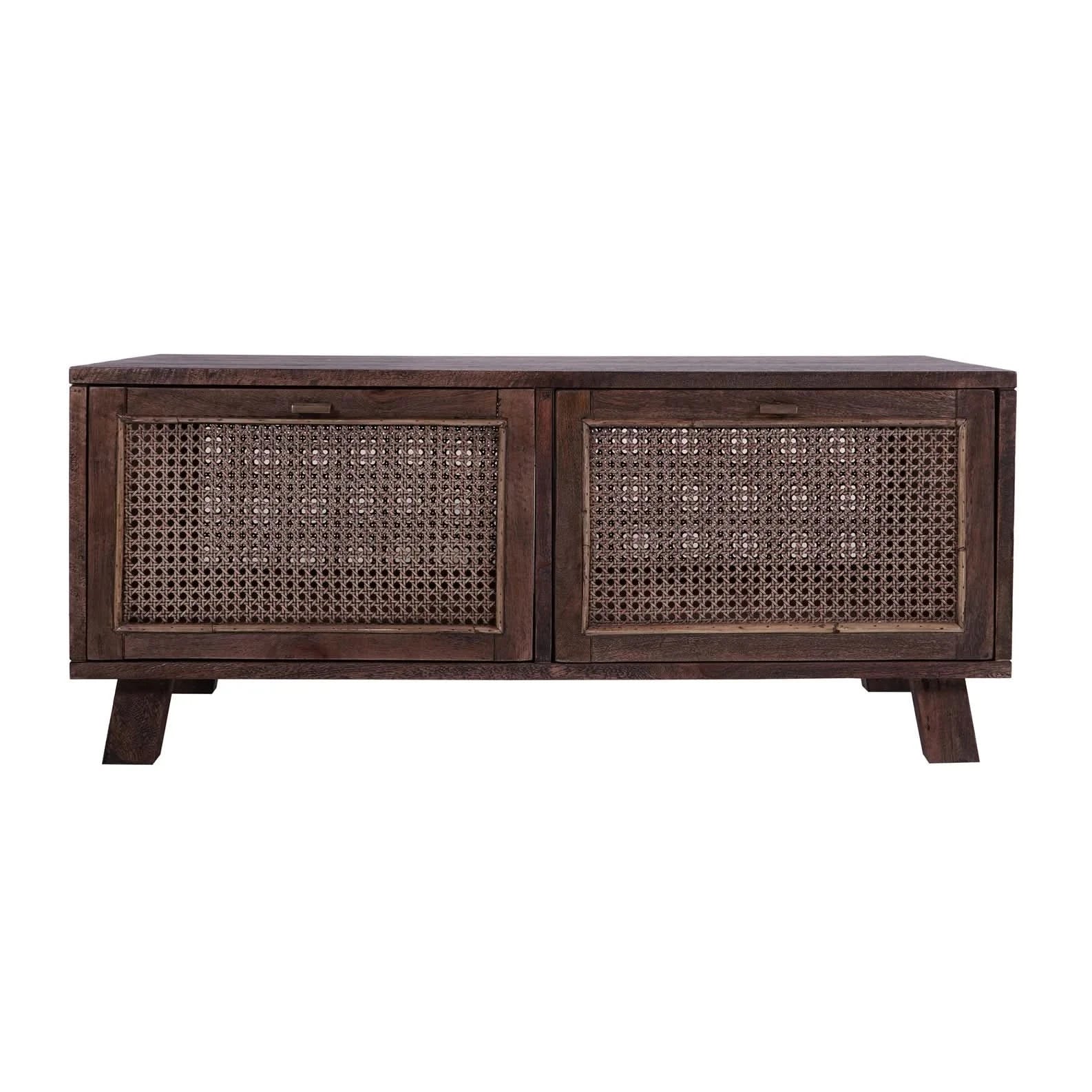 ELDRIDGE 2 DRAWERS DOUBLE FACED COFFEE TABLE IN FRUITWOOD TIMBER HONEY BROWN - MyChocolateWood