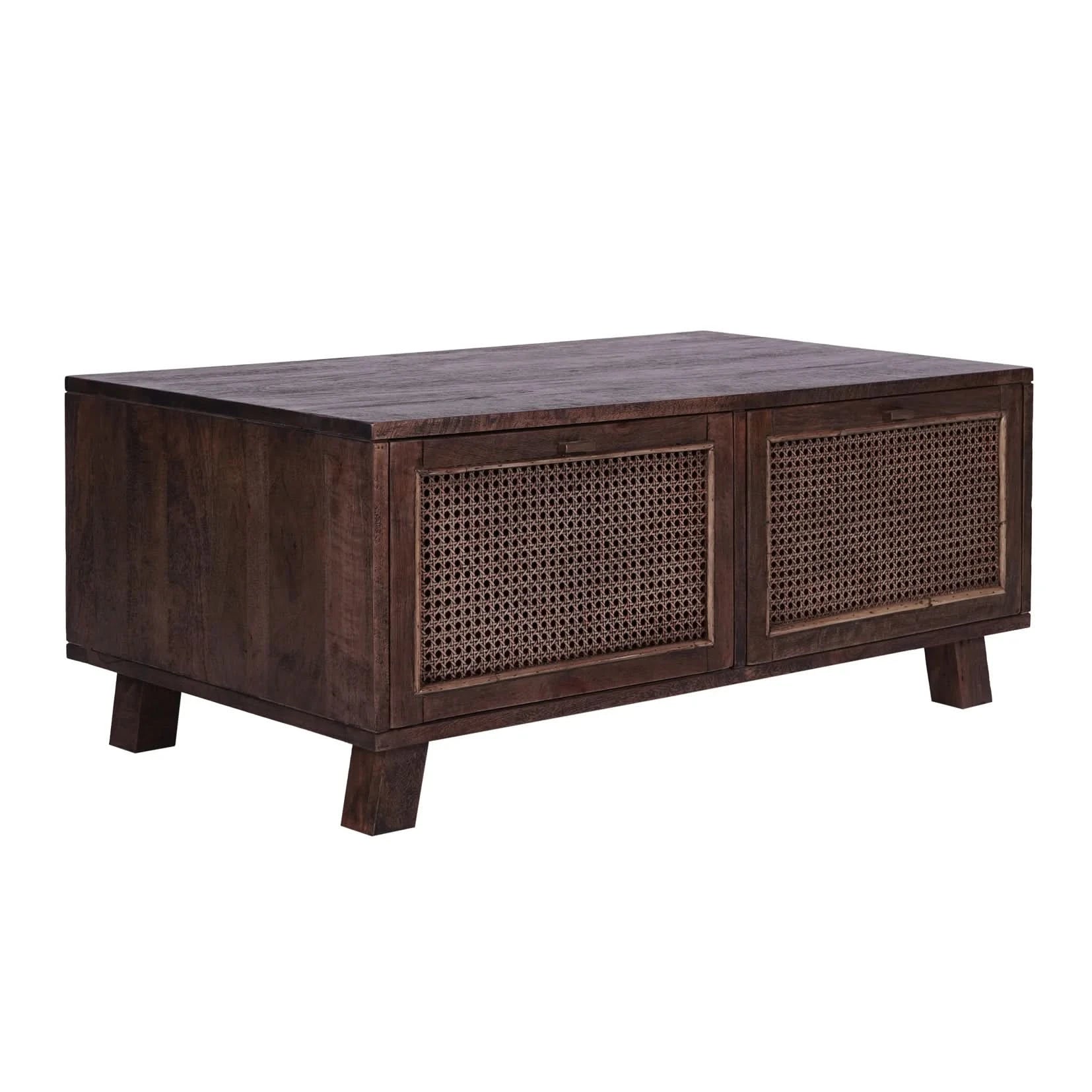 ELDRIDGE 2 DRAWERS DOUBLE FACED COFFEE TABLE IN FRUITWOOD TIMBER HONEY BROWN - MyChocolateWood