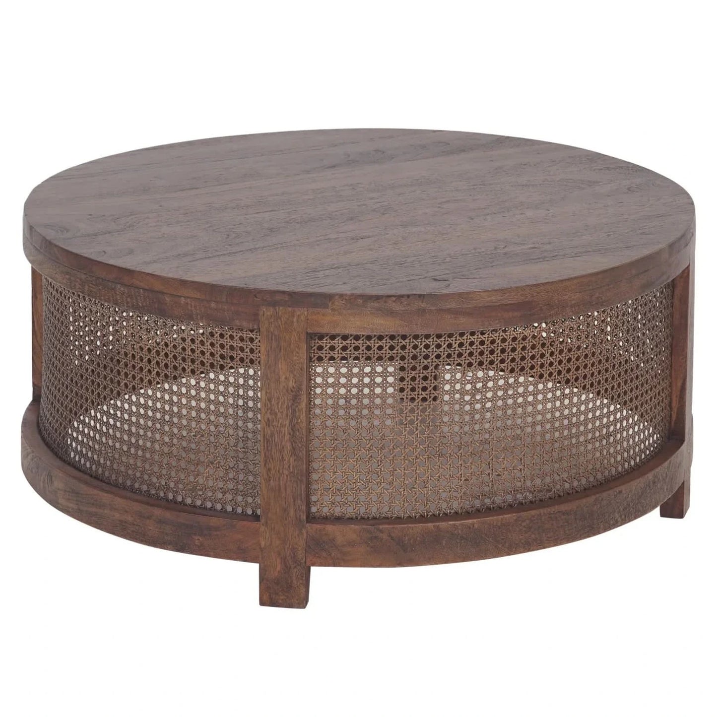 ELDRIDGE MANGO WOOD ROUND COFFEE TABLE IN HONEY BROWN
