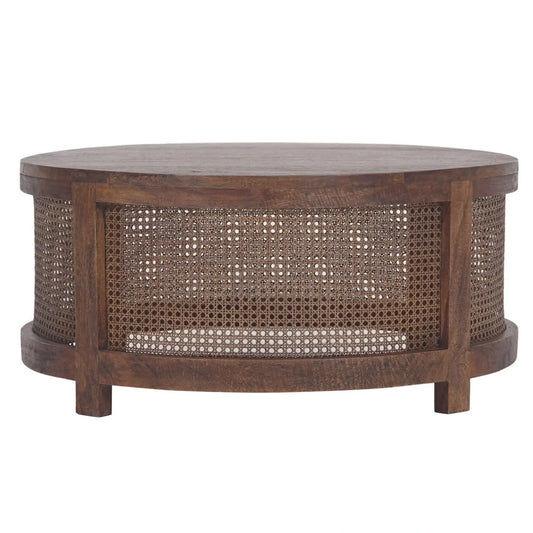ELDRIDGE MANGO WOOD ROUND COFFEE TABLE IN HONEY BROWN