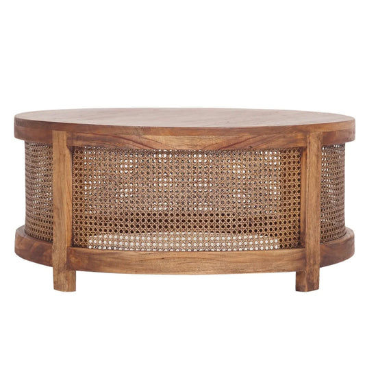 ELDRIDGE MANGO WOOD ROUND COFFEE TABLE IN LIGHT TOBACCO - MyChocolateWood