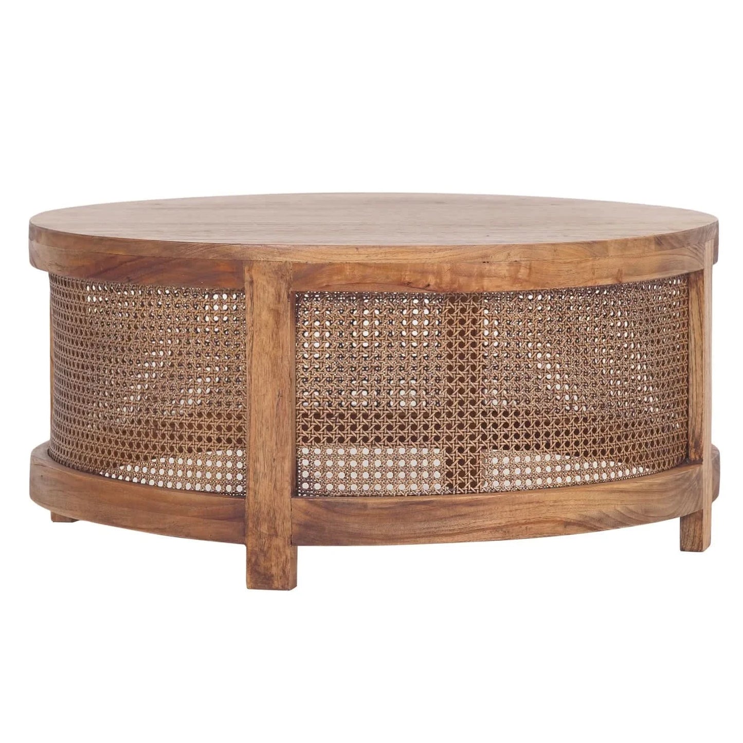 ELDRIDGE MANGO WOOD ROUND COFFEE TABLE IN LIGHT TOBACCO - MyChocolateWood