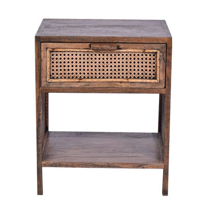ELDRIDGE MINDI WOOD 1 DRAWER BEDSIDE TABLE IN HONEY BROWN