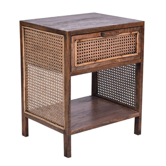 ELDRIDGE MINDI WOOD 1 DRAWER BEDSIDE TABLE IN HONEY BROWN