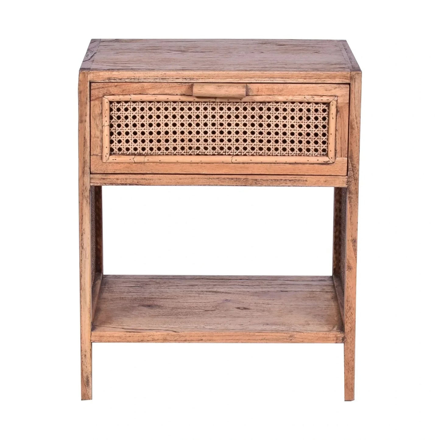 Eldridge Mindi Wood 1-Drawer Bedside Table in Light Tobacco - Chocolate Wood
