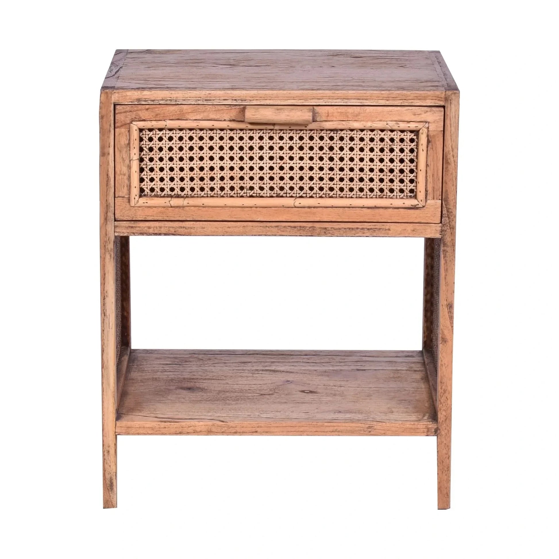 Eldridge Mindi Wood 1-Drawer Bedside Table in Light Tobacco - Chocolate Wood