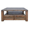 ELDRIDGE MINDI WOOD 2 DRAWERS SQUARE COFFEE TABLE IN HONEY BROWN