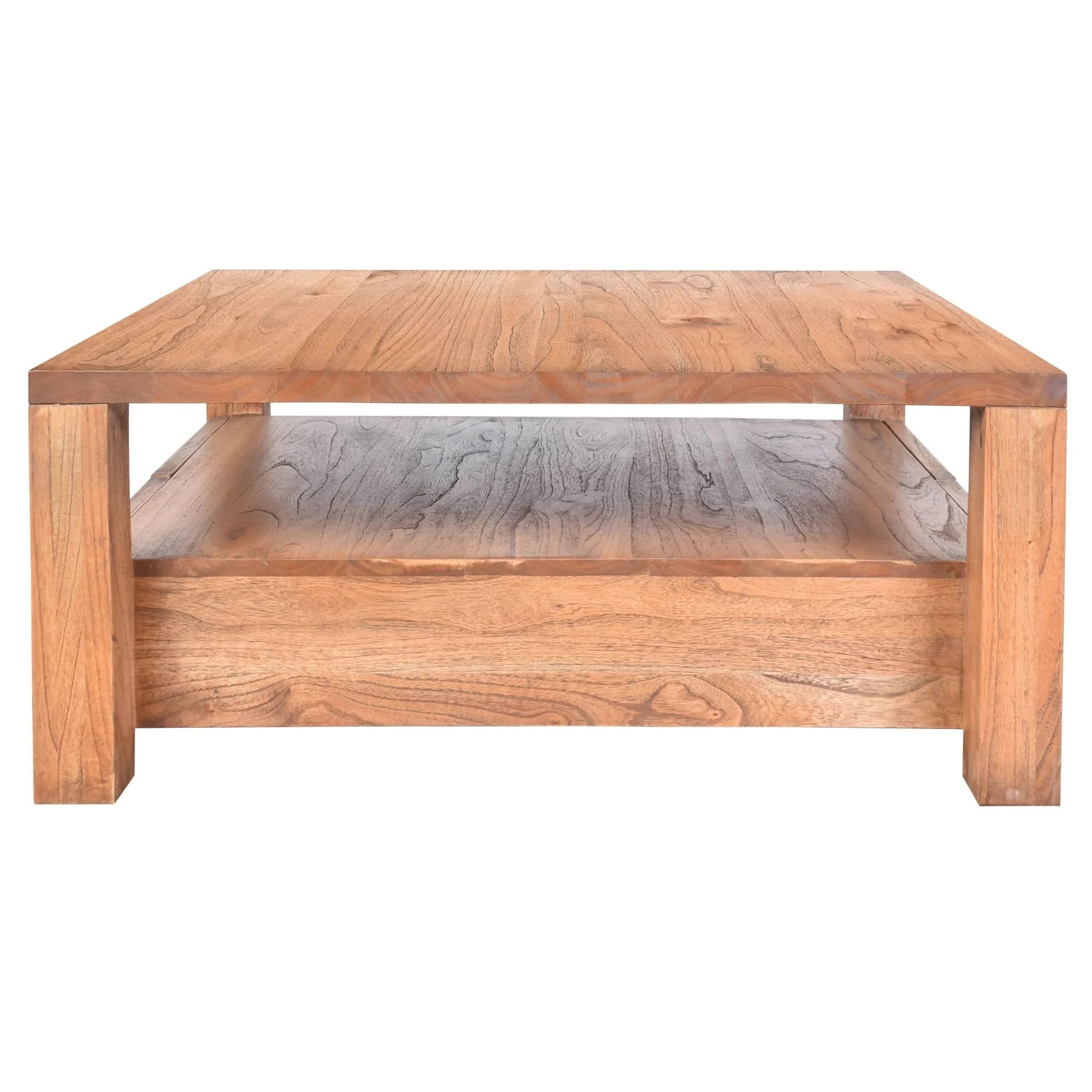 ELDRIDGE MINDI WOOD 2 DRAWERS SQUARE COFFEE TABLE IN LIGHT TOBACCO - MyChocolateWood