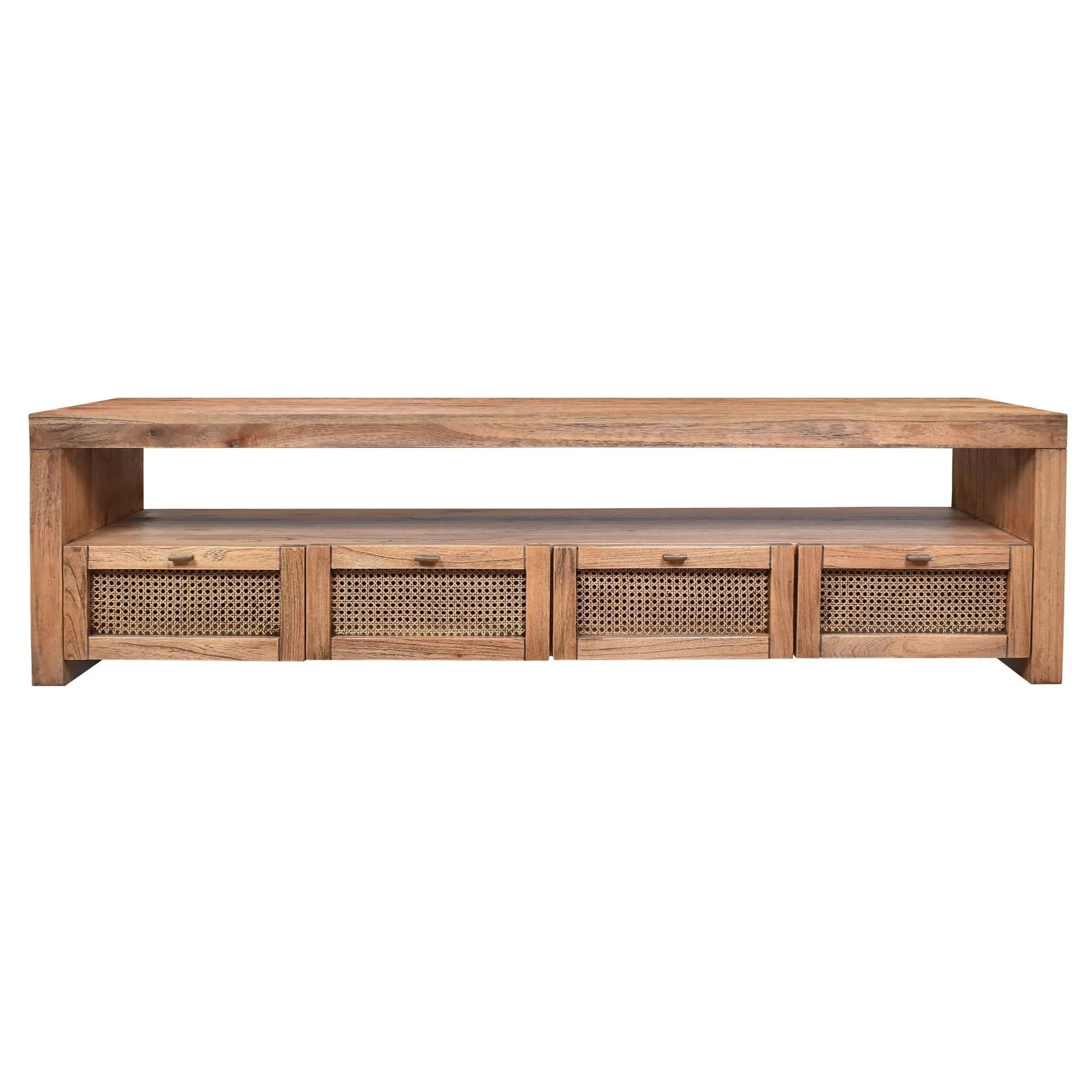 ELDRIDGE MINDI WOOD 4 DRAWERS TV/ENTERTAINMENT UNIT IN LIGHT TOBACCO 180CM - MyChocolateWood