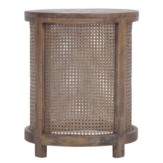 ELDRIDGE MINDI WOOD ROUND SIDE TABLE IN HONEY BROWN