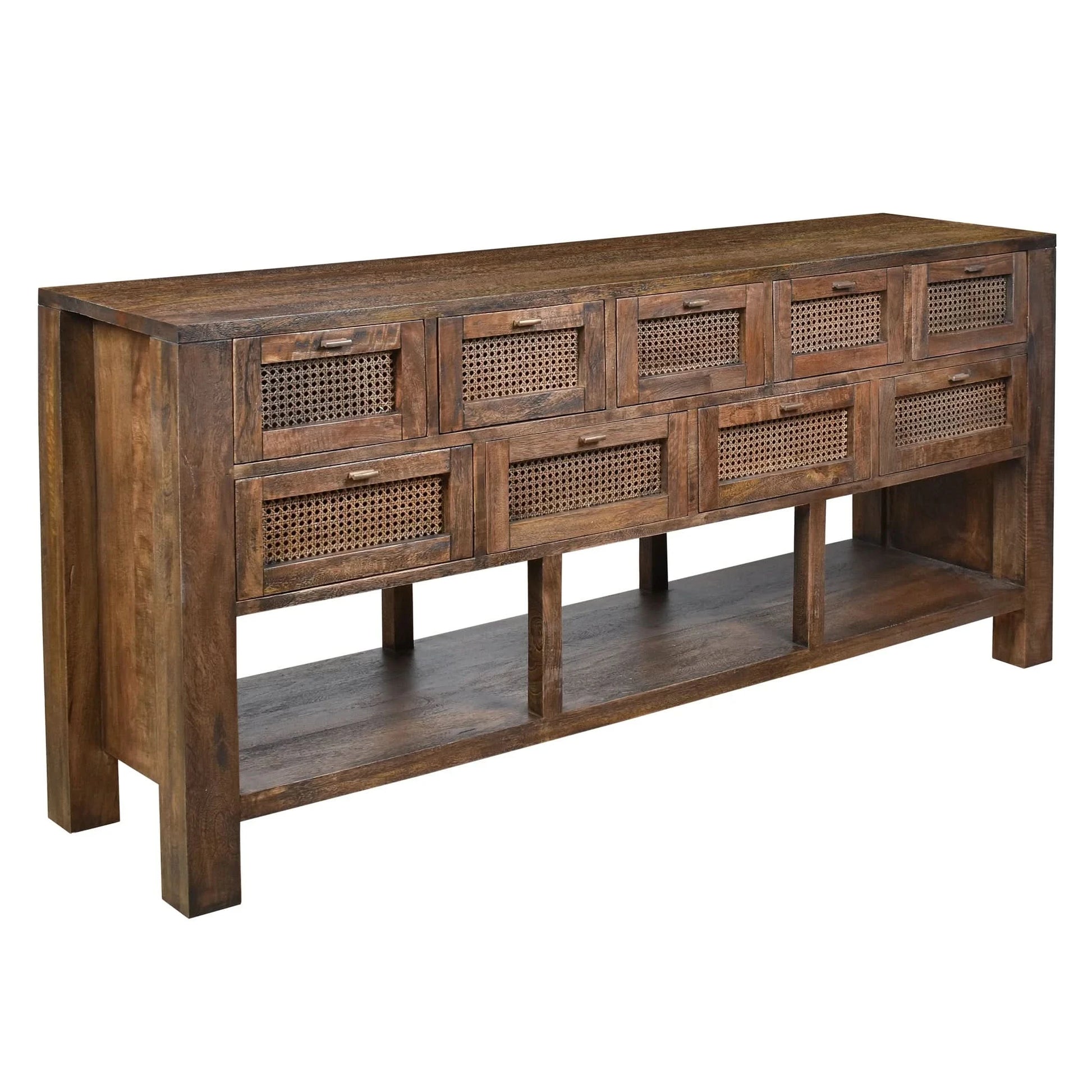 ELDRIDGE SOLID MINDI WOOD BUFFET 9 DRAWERS SIDEBOARD IN HONEY BROWN 180CM - MyChocolateWood