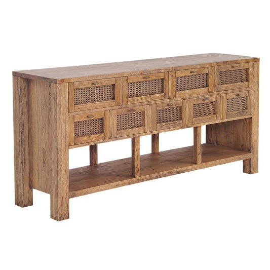 ELDRIDGE SOLID MINDI WOOD BUFFET 9 DRAWERS SIDEBOARD IN LIGHT TOBACCO 180CM - MyChocolateWood