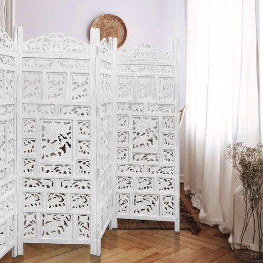 ELEPHANT SCREEN 4 PANELS IN WHITE - MyChocolateWood