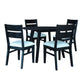ELIJAH 5 PIECE DINING SETTING - 1 ROUND TABLE 100CM DIA + 4 DINING CHAIRS BRUSHED BLACK ACACIA - MyChocolateWood