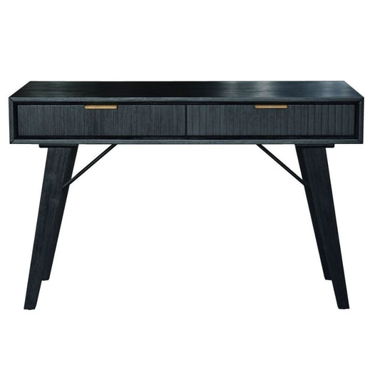 ELIJAH ACACIA WOOD 2 DRAWER DESK IN BRUSHED BLACK ACACIA - MyChocolateWood