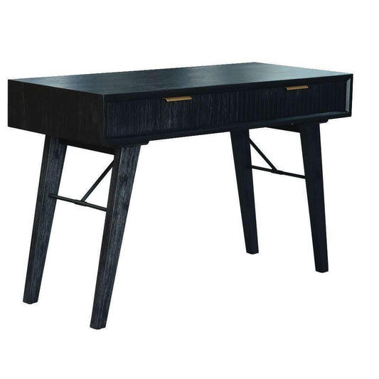 ELIJAH ACACIA WOOD 2 DRAWER DESK IN BRUSHED BLACK ACACIA
