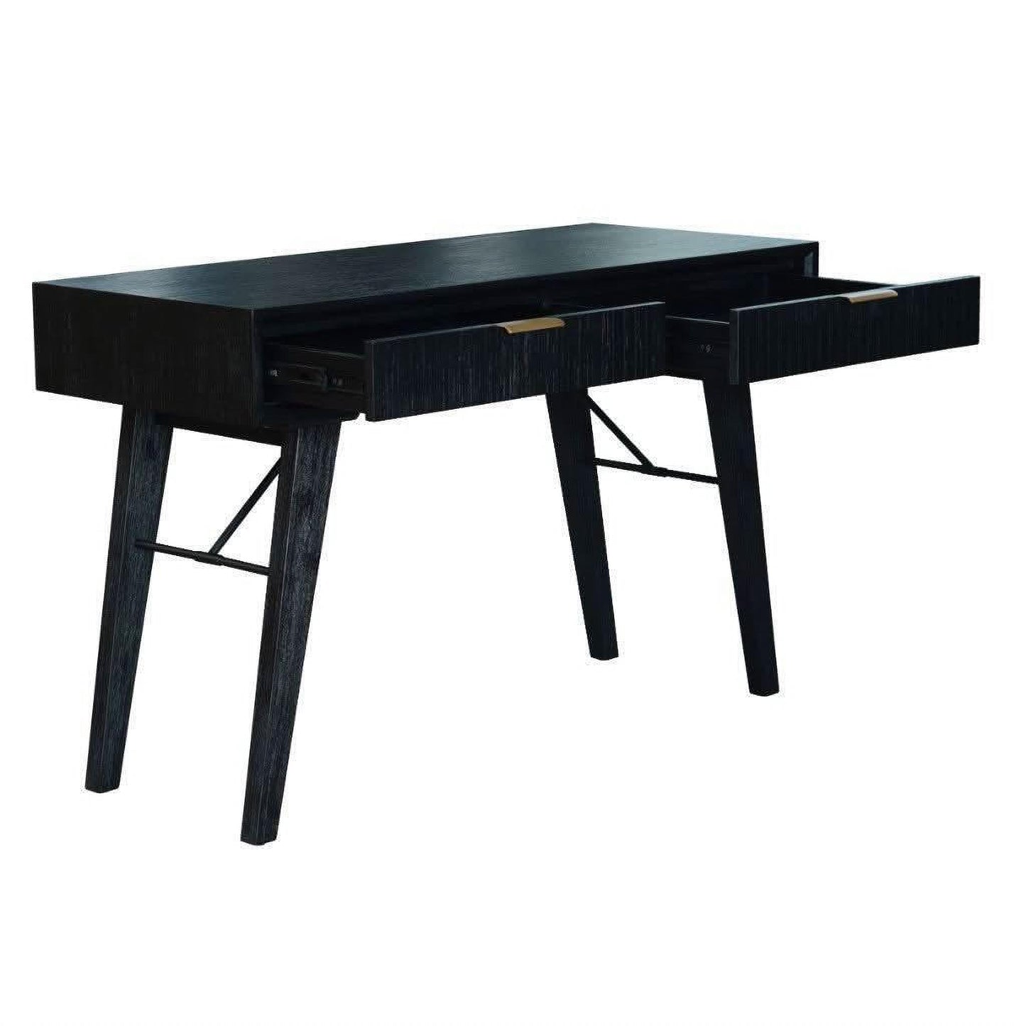 ELIJAH ACACIA WOOD 2 DRAWER DESK IN BRUSHED BLACK ACACIA