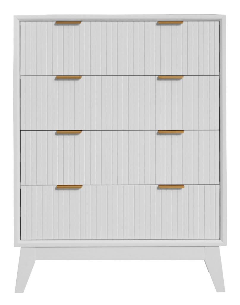 ELIJAH ACACIA WOOD 4-DRAWER TALLBOY CHEST OF  4 DRAWERS IN WHITE - MyChocolateWood
