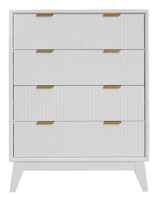 ELIJAH ACACIA WOOD 4-DRAWER TALLBOY CHEST OF  4 DRAWERS IN WHITE - MyChocolateWood