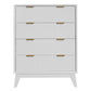 Elijah Acacia Wood 4-Drawer Tallboy in White - Chocolate Wood