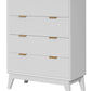 ELIJAH ACACIA WOOD 4-DRAWER TALLBOY CHEST OF  4 DRAWERS IN WHITE - MyChocolateWood
