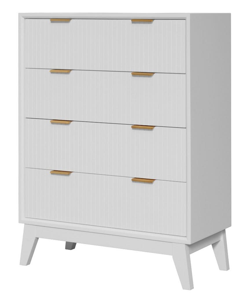 ELIJAH ACACIA WOOD 4-DRAWER TALLBOY CHEST OF  4 DRAWERS IN WHITE - MyChocolateWood