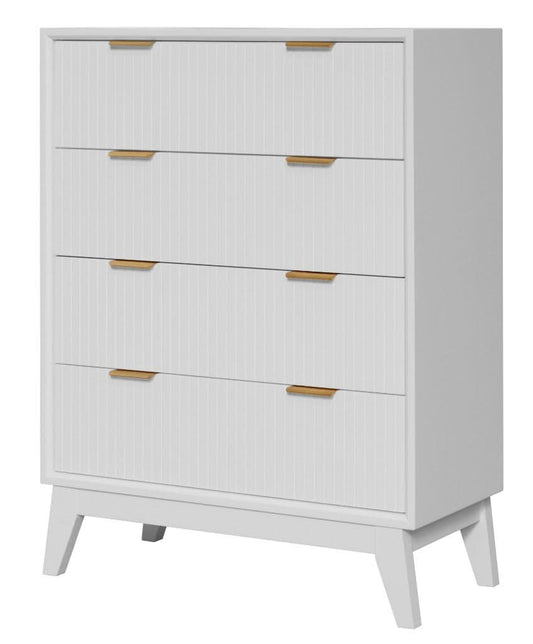 ELIJAH ACACIA WOOD 4-DRAWER TALLBOY CHEST OF  4 DRAWERS IN WHITE - MyChocolateWood