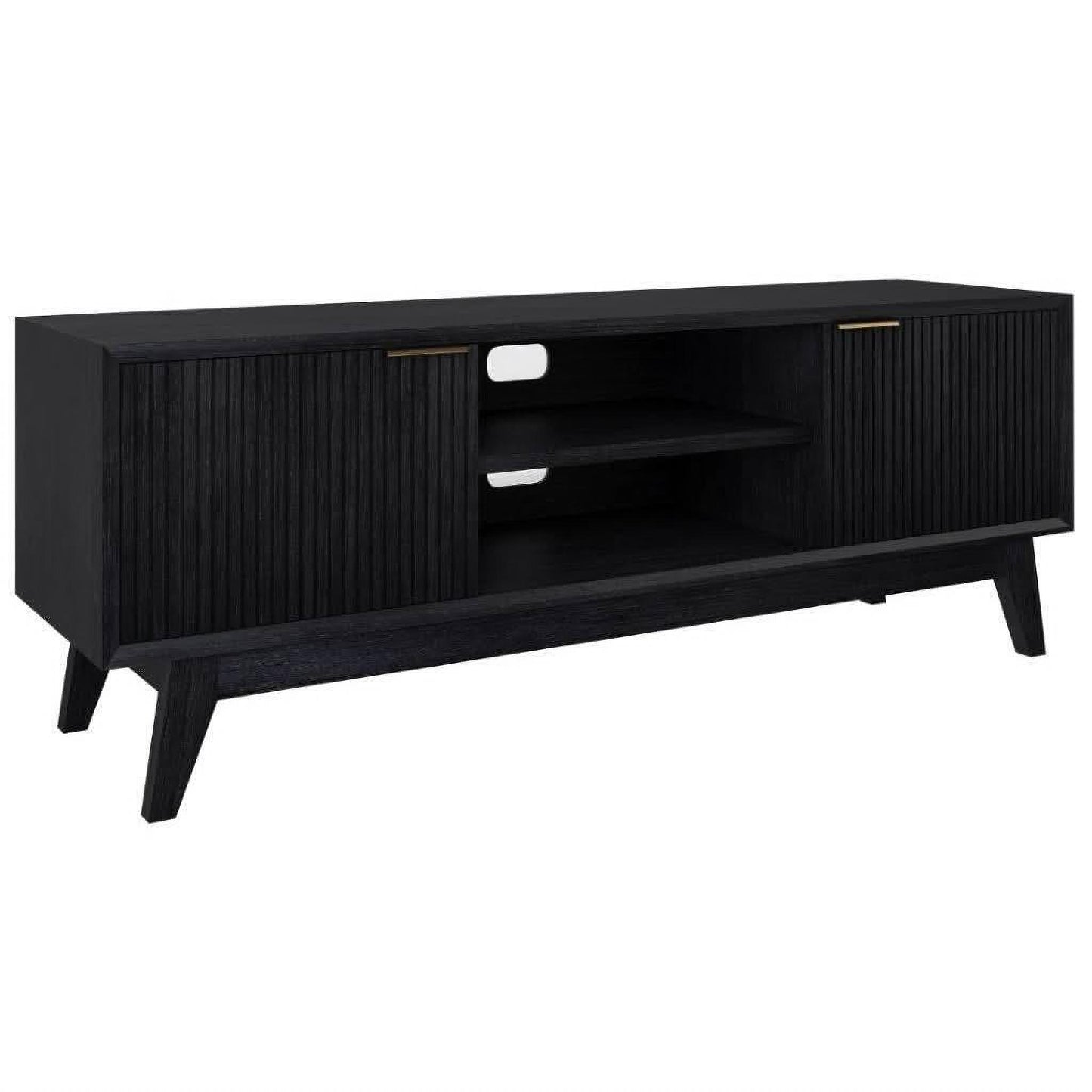 ELIJAH ACACIA WOOD MEDIUM 2 DRAWER ENTERTAINMENT UNIT ETU/TV STAND IN BRUSHED BLACK ACACIA