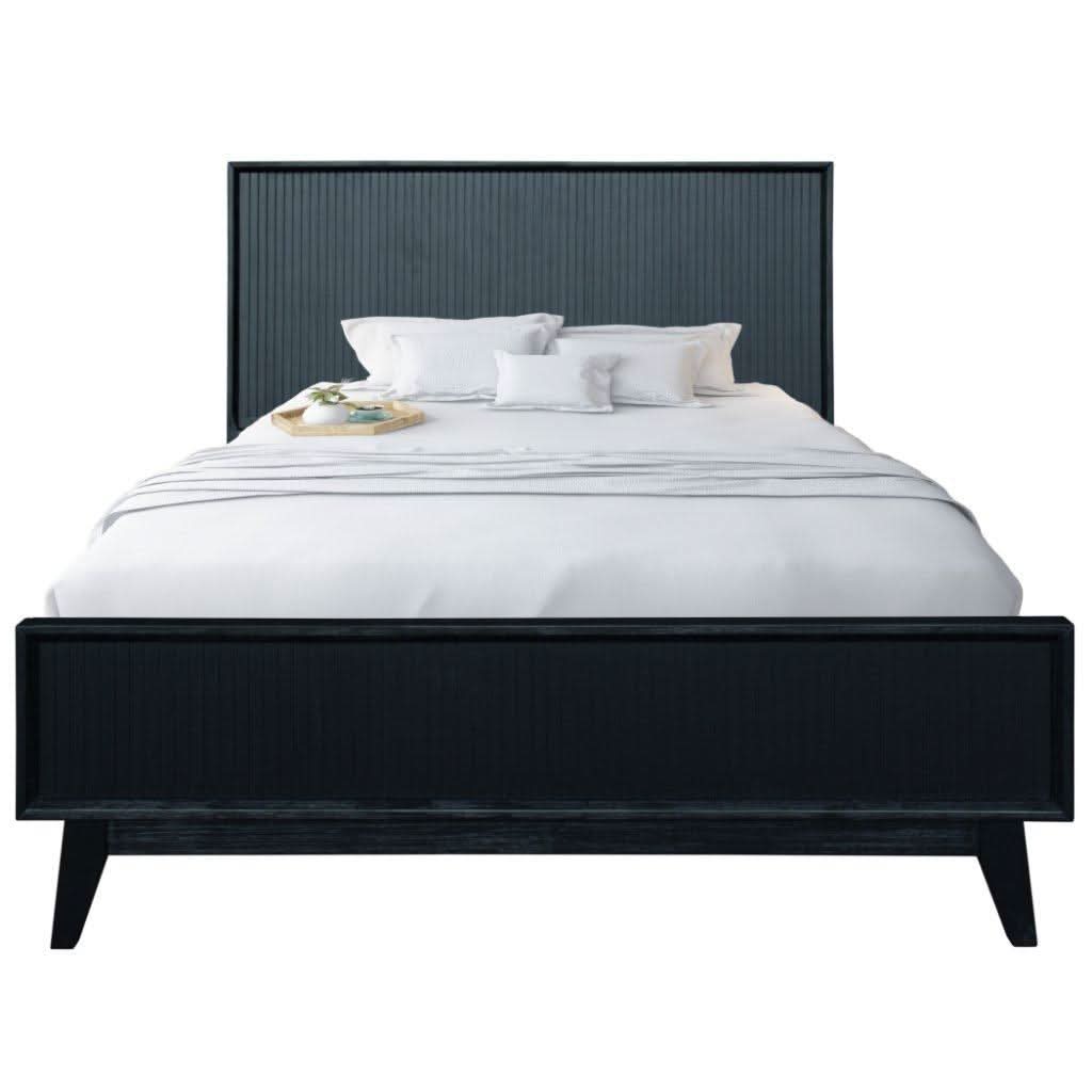 ELIJAH ACACIA WOOD QUEEN BED IN BRUSHED BLACK ACACIA - MyChocolateWood