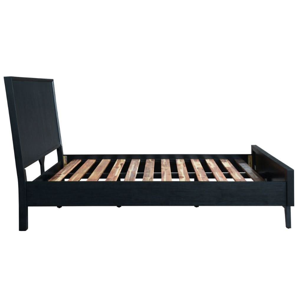 ELIJAH ACACIA WOOD QUEEN BED IN BRUSHED BLACK ACACIA - MyChocolateWood