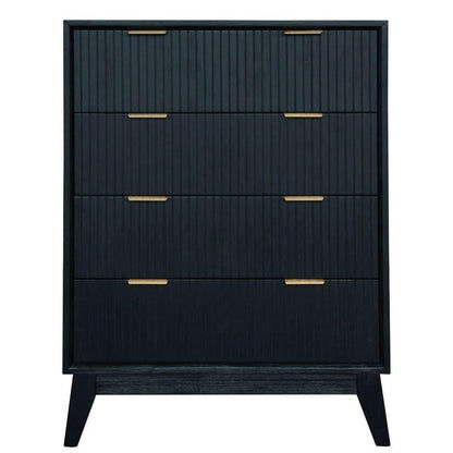 ELIJAH ACACIA WOOD TALLBOY 4 DRAWERS IN BRUSHED BLACK
