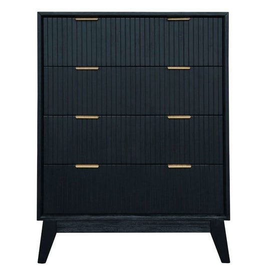 ELIJAH ACACIA WOOD TALLBOY 4 DRAWERS IN BRUSHED BLACK - MyChocolateWood