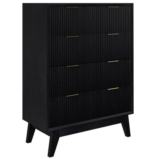 ELIJAH ACACIA WOOD TALLBOY 4 DRAWERS IN BRUSHED BLACK
