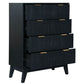 ELIJAH ACACIA WOOD TALLBOY 4 DRAWERS IN BRUSHED BLACK - MyChocolateWood