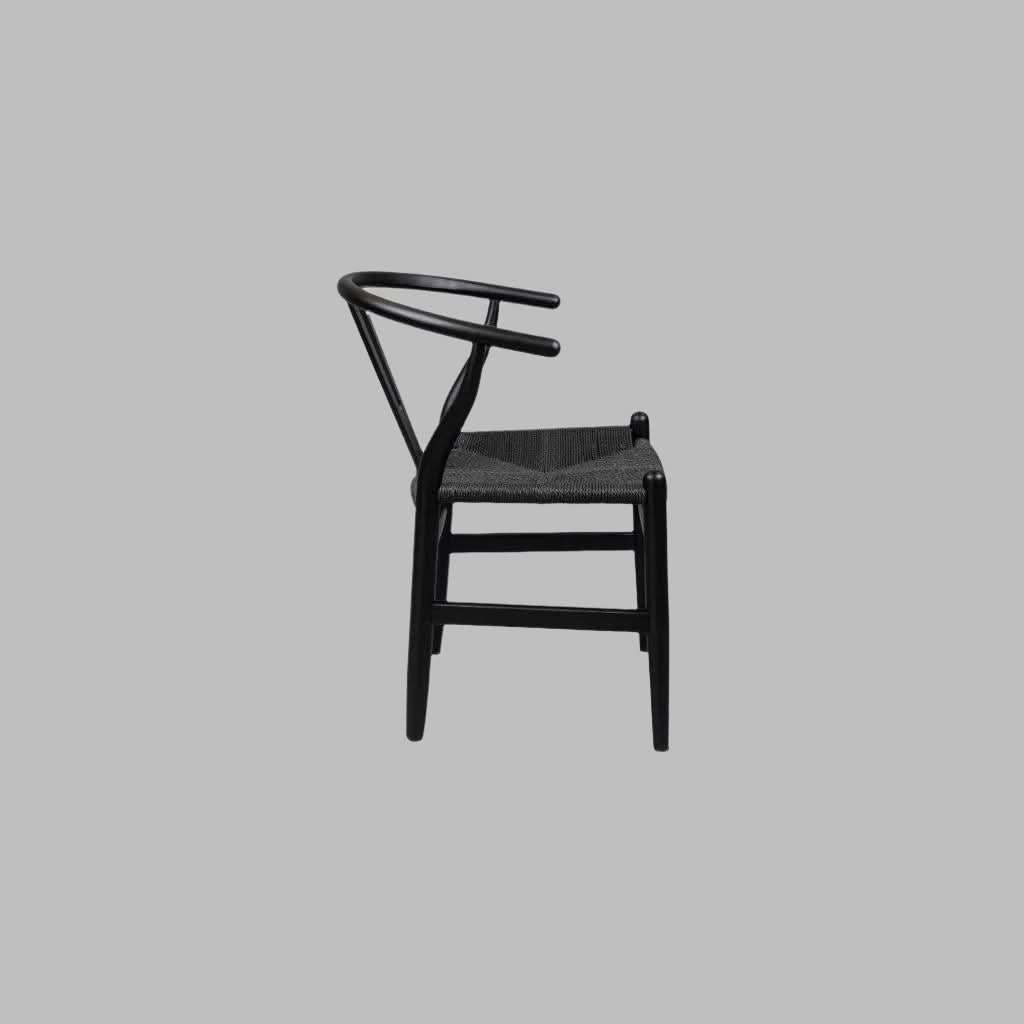 ELIJAH ACACIA WOOD WISHBONE DINING CHAIR IN BRUSHED BLACK - MyChocolateWood